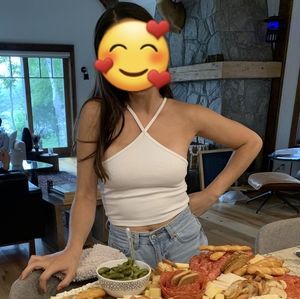 ✨️Any 3 for $15✨️ Zara Woman's Medium White Cross-Strap Cropped Tank